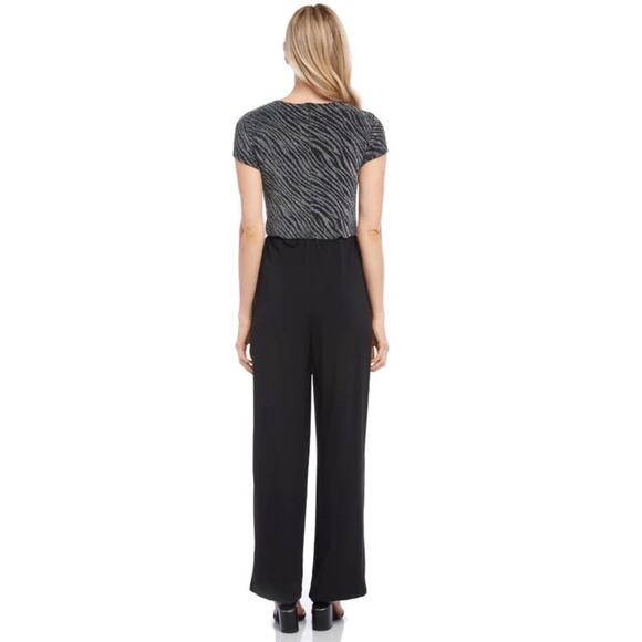 NWOT Karen Kane Tie-Front Jumpsuit - Black with Silver, Small - Picture 4 of 8